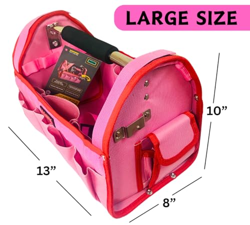 12.5" Pink Tool Carry-All Tool Bag | Premium Canvas with Multi-Pockets | Metal Handle & Rubber Feet | 12.5" x 9.5" x 8" | Best for Tools, Crafts & Supplies - view 4