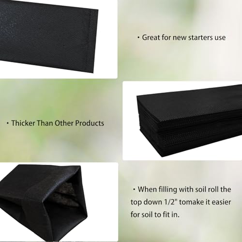 50 Pcs 13.5" H Deep Nursery Grow Bags, Non-Woven Plants Pots Container for Starting Deep Rooted Plants Vegetable, Flower, Seedling Tree, Black - view 6