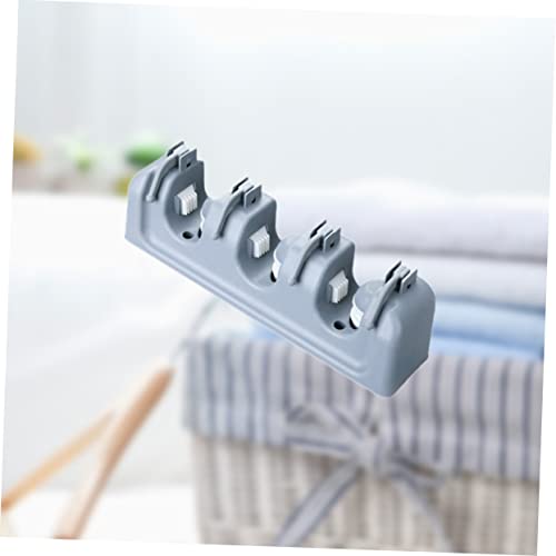 Wall Mounted Broom Holder with 3 Slots 4 Hooks, PP Plastic Mop Storage Rack - view 4