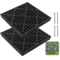 2 Pack 12 Inch Catch Basin Drain Grate, Fiberglass Reinforced Polyethylene Square Drain Cover for Yard Patio Driveway Drainage, Black