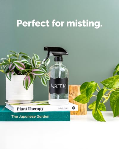Glass Spray Bottles, 2 Pack Refillable Spray Bottles for Cleaning Solutions, Plant Misters, Clear Glass Spray Bottle for hair, 16 oz Mister Spray Bottle with Waterproof Labels - view 3