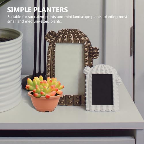 10pcs Succulent Plant Pot, Brown ABS Nursery Flowerpot - view 6