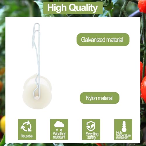 40 Pack Tomato Roller Hooks with 49.2FT String, Greenhouse Trellising Kit for Tomato,Plant, Greenhouse,Flower Vine Twine Crop Trellis Kit Plant Roller Trellis Hook - view 2
