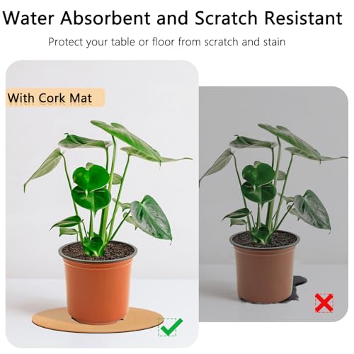 14 Inch Large Cork Plant Coasters, 2 Pieces Cork Plant Mats, Cork Coaster for Planters, Large Plant Coasters for House Plants Indoor Outdoor (Nude & Black) - view 4