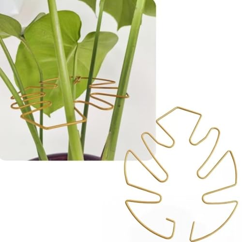 Potted Plant Growth Guide with Decorative Iron Foliage, Gold S - view 5