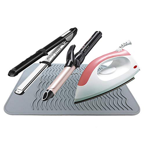 Large Heat Resistant Mat for Hair Styling Tools, 11 x 7.5 in, Grey - view 2