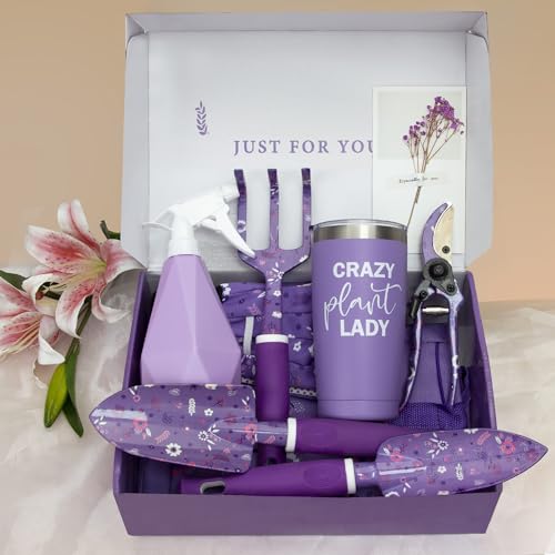 Gardening Gifts for Women, Garden Tool Set, Heavy Duty Gardening Hand Tools with Garden Tool Bag, Purple - view 2