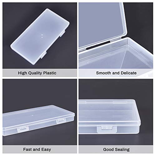 8 Pack 6.5x3.5x0.6 Inch Rectangle Clear Plastic Storage Box with Double Hinged Lids for Photo, Pencil, Craft Tools, and Other Small Accessories - view 4