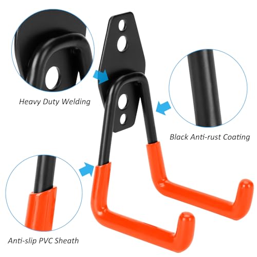 18 Pack Garage Hooks Heavy Duty - Supports 100 lbs(Orange) - view 3