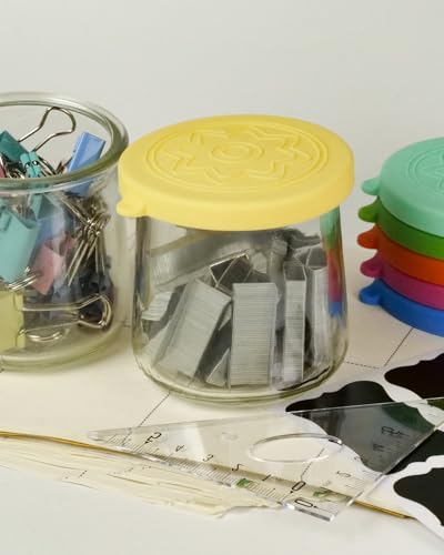 12 Pack Silicone Oui Yogurt Jar Lids with 8 Labels, Food-Grade Lids for 5Oz Oui Yogurt Jars, Reusable Silicone Canning Covers Perfect for Oui Yogurt Bottle, Green(Jar not Includ) - view 6