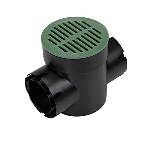 201 Round Spee-D Catch Basin Drain, 2 Outlets, Connects to 3-Inch and 4-Inch Drain Pipes, Manages Light Water Flows, 6-Inch, Plastic, Black - view 2