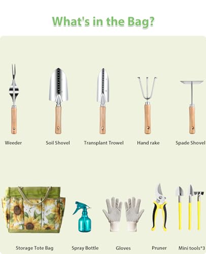 12Pcs Garden Tools Set, Heavy Duty Gardening Kit with Organizer Bag, for Digging, Weeding, Transplanting, Pruning Ideal Gardening Gifts - view 5