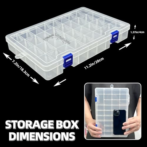 Plastic Organizer Storage Box, Adjustable Divider 34 Grids, 1 Pack - view 3