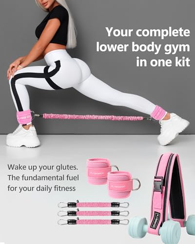 Hip Thrust Belt for Weights and Ankle Resistance Bands With Cuffs for Working Out,Hip Thrust Belt for Dumbbells Heavy, Kettlebells, Plates,Hip,Leg and Booty Builder, Glute Bridge Band - view 6
