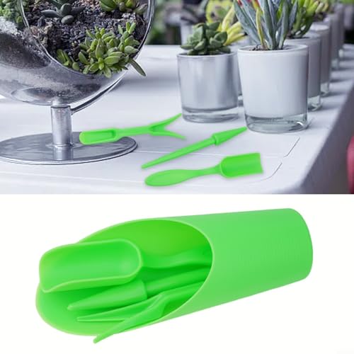 Garden Tool Set 4 Piece Plastic Transplanter Kit with Spoon Shovel Fork for Succulent Planting Nursery Greenhouse Migration Fleshy Plants(Green) - view 3