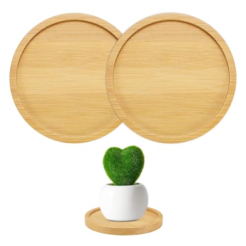 2-Pack Bamboo Plant Saucer, 2.17 Inch / 5.5cm ID Round Flower Pot Plant Saucers for Indoor/Outdoor/Succulent, Wood Drip Tray [2.56 Inch/6.5cm OD] - view 7
