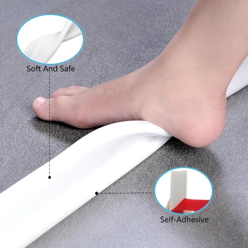 Collapsible Shower Threshold Water Dam Water Barrier for Shower and Retention System and Keeps Water Inside Threshold Dry and Wet Separation Suitable for Bathroom and Kitchen (39Inch, White) - view 7