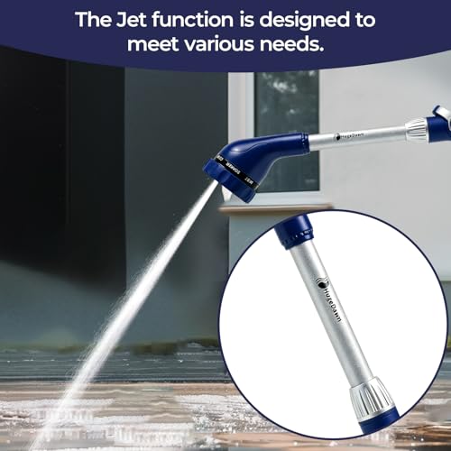 Garden Hose Wand, 16-Inch Heavy Duty Zinc Alloy & Aluminum Watering Wand with 8 Spray Patterns Thumb Control for Hanging Baskets, Garden, Cleaning (Blue) - view 6