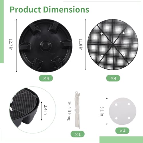 4 Pcs Self-Watering Plant Saucers, Indoor Auto Watering Fabric Pot Bases, Round Plastic Drip Trays for Plant Growth Bags, Provide Stable Support and Prevent Leakage - view 4