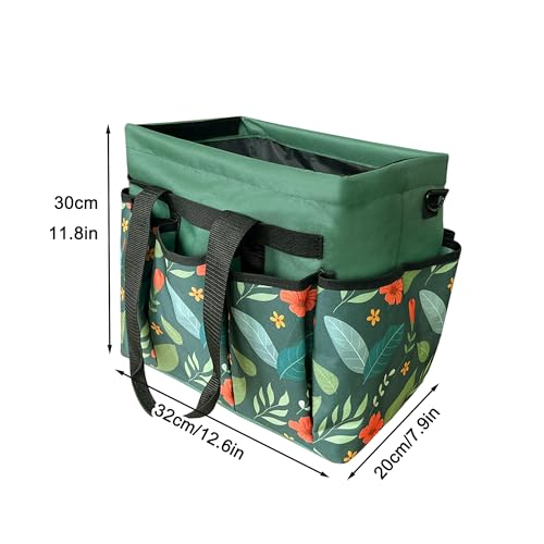 Standable Garden Tool Bag for Women, Oxford Multi-Pocket Gardening Tote with Hard Bottom & Adjustable Shoulder Strap - view 3