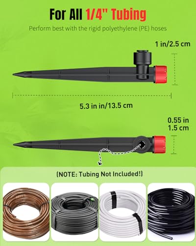 30 Pcs Push-to-Fit Drip Irrigation Emitters with Adjustable Water Flow Irrigation Drippers Drip Emitters Sprinklers with Stake & 8 Holes Drip Irrigation System Parts for 1/4 Inch Tubing - view 3