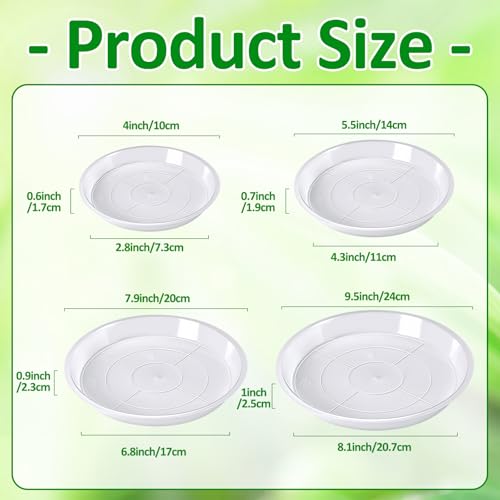 18 Pack Plant Saucer, Clear Drip Trays for Potted Plants, 4 Sizes - view 2