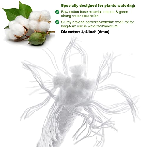 150 feet 1/4 inch Self Watering Capillary Wick Cord Vacation Plant Sitter Hydroponic Wicking Self-Watering Planter Pot Automatic Water System Device Potted Violet Auto Seedling Waterer Rope - view 2