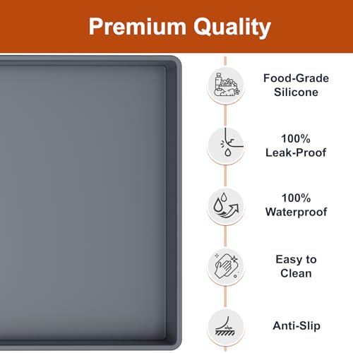 19" x 12" Extra Thick Silicone Mat Waterproof with Raised Edge, Gray - view 2