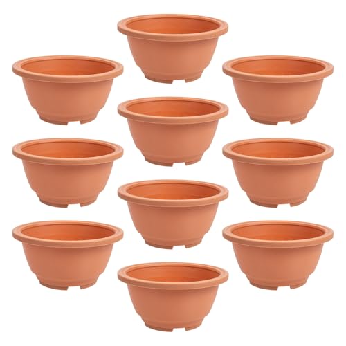10pcs Succulent Plant Pot, Brown ABS Nursery Flowerpot