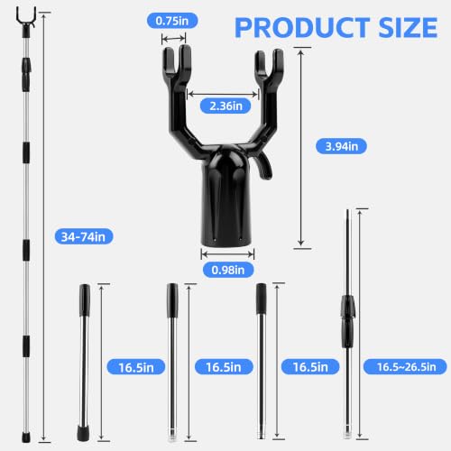 Tree Branch Support Stainless Steel, 34-74“ Adjustable Tree Support Poles (Black-2 Set) - view 2