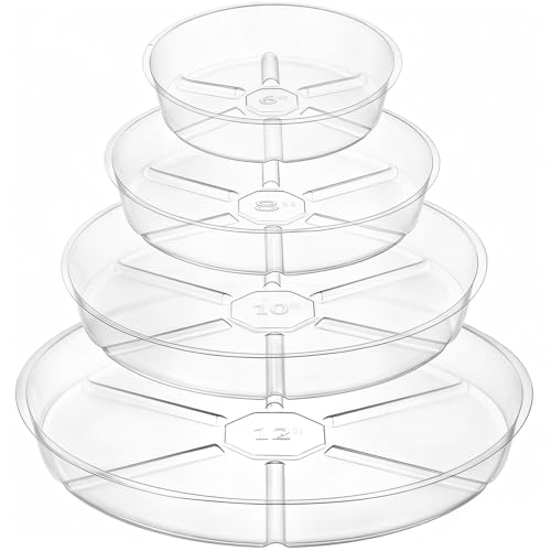 24 Pack Clear Plant Saucer Drip Trays, 6/8/10/12 Inch Plastic Plant Water Catcher Trays Flower Pot Saucers for Indoor Outdoor Plants, Round, 4 Sizes - view 2