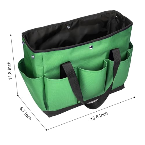 Garden Tool Bag with Interior Exterior Side Pockets, Gardening Tote Bag for Garden Plant Tool Set Store Content Bag, 8 Storage Pockets (Green) - view 3