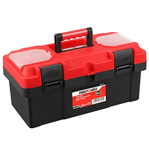 Tool Box 16 inch, Plastic Small Tool Box with Latch Removable Tray