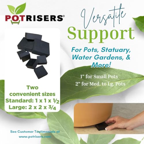 12 Pack Large 2" Wide x 3/4" Tall Value Pack | Invisible Pot Feet & Plant Risers | Drainage & Airflow for Planters, Pots, Garden Decor | Patios, Decks, Gardens - view 2