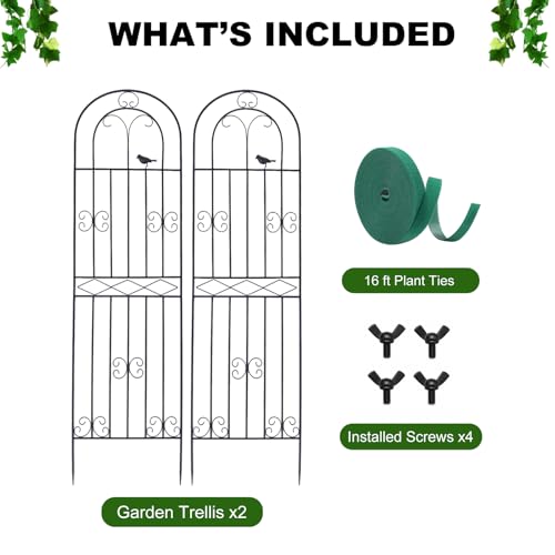 2 Pack 70.8" H x 19.7" W Metal Garden Trellis with Black Coating, Wire Lattice Grid Panel for Climbing Plants Outdoor Roses Vine Cucumbers Vegetables Flower Support (70.8" H, 2 Pack) - view 5