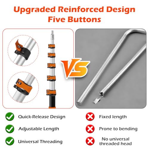 30FT Reach Telescoping Pole - 5 to 24FT Extension Pole, Portable Aluminum Telescoping Rod with Easy Flip Lock, Paint Roller Extension Poles for Paint Dusting, Window Cleaning - view 4