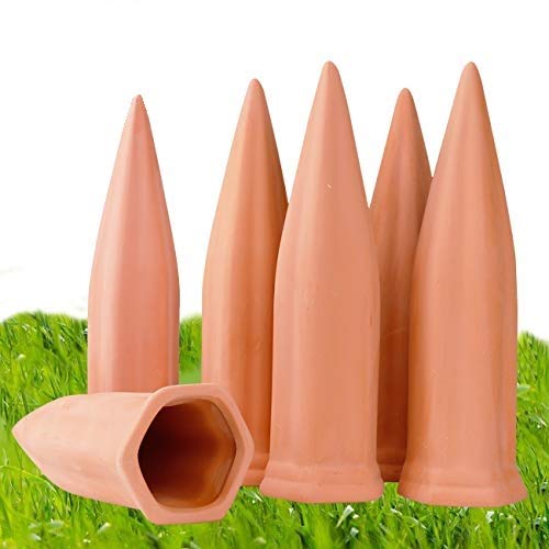 Plant Watering Devices 6 Pack Terracotta Vacation Plant Waterer Wine Bottle Watering Stakes Slow Release Plant Watering Spikes Self Watering Devices for Indoor Outdoor Plants