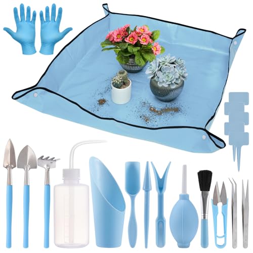 20pcs Small Gardening Tools Gifts for Women Beginners, Blue