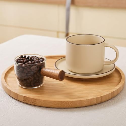 2 Pack Bamboo Saucer, 10.5 inch Plant Saucer, Round Bamboo Tray for Modern Ceramic Flower Pot, Planter Pot Tray, Also Use Cup Holder, Spoon Holder, Kitchen Utensil Rest - view 5
