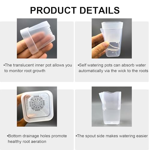 15 Pack 2 inch clear self watering pots for indoor plants,multi-color - view 3