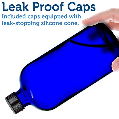 Empty Blue Glass Spray Bottles (2 Pack) - BPA Free - Large 16 oz Refillable Bottle for Plants, Pets, Essential Oils, Cleaning Products - Black Trigger Sprayer w/Mist and Stream Settings - view 4