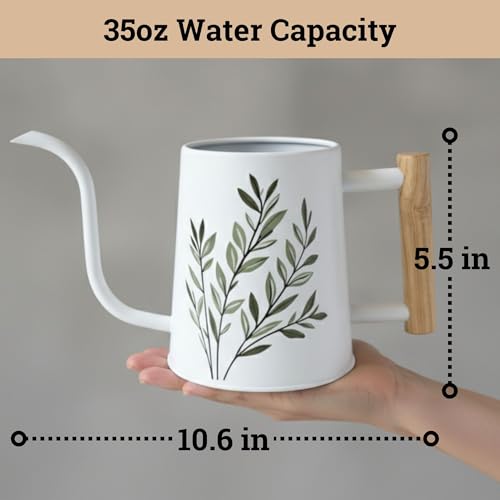 Metal Small Indoor Watering Can with Long Spout & Real Wood Handle, 35oz - view 6