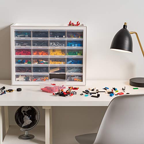 24-Drawer Plastic Storage Cabinet, Teacher Toolbox, White - view 2