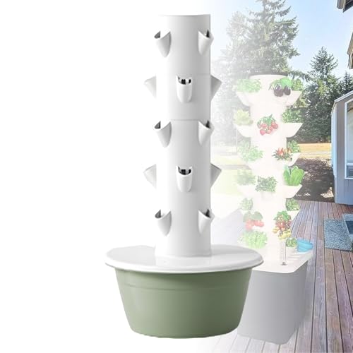 5-Layer Hydroponic Tower Garden Kit - Waterproof Soilless Growing System for Indoor/Outdoor Planting - Ideal Hydroponics Setup for Home Gardening