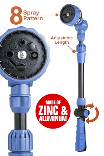 With Adjustable Thumb Control Garden Watering Wand, 19-24 Inch Telescoping Hose Nozzle 8 Spray Patterns, Heavy-Duty Zinc & Aluminum for Precise Watering and Cleaning - view 2