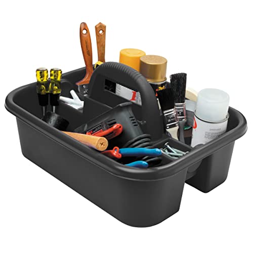 09185 Plastic Tote Tool & Supply Cleaning Caddy with Handle, 18-3/8-Inch x 13-7/8-Inch x 9-Inch, Black - view 3