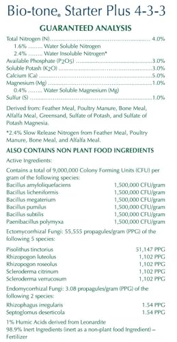 Organic Bio-Tone Starter Plus 4-3-3 Natural & Organic Starter Plant Food with Both Endo & Ecto Mycorrhizae; 4 lb. Bag; The Ultimate Starter Fertilizer - Pack of 2 - view 4