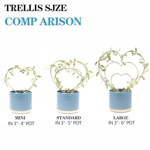 Indoor Plant Trellis Set of 3 - Mini Gold Heart-Shaped Frames for Climbing Houseplants, Hoya, Ivy, and Pothos - Small Potted Plant Support for Indoor and Outdoor Use - view 2