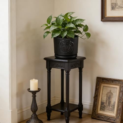 7 Inch Plant Pots for Indoor Plants, Modern Ceramic Glaze Planters, Round Flower Planter Pot with Drainage Hole and Saucer, Snake Plant Pot for Succulent, Orchid, Pothos,Gift for Plant, Black - view 6