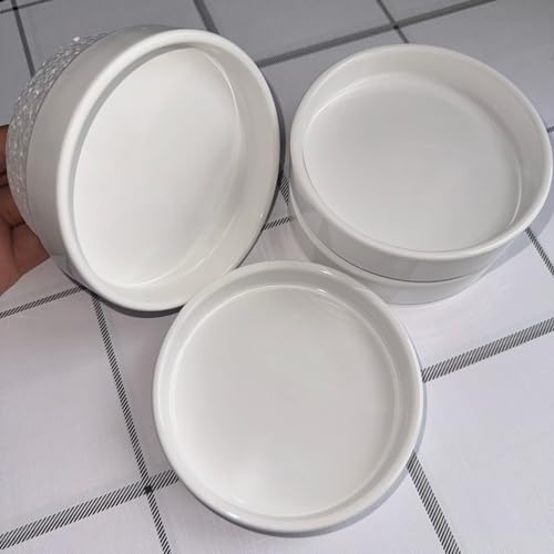 Ceramic Plant Saucer Tray 4 Pcs 4 Inch White, 4.53" OD x4.13 ID x0.9 Deep| Fits Flower pots Bottom≤4.13", Heavy Duty Glazed Round Planter Drip with Catch Basin for Indoor Outdoor Plants - view 3